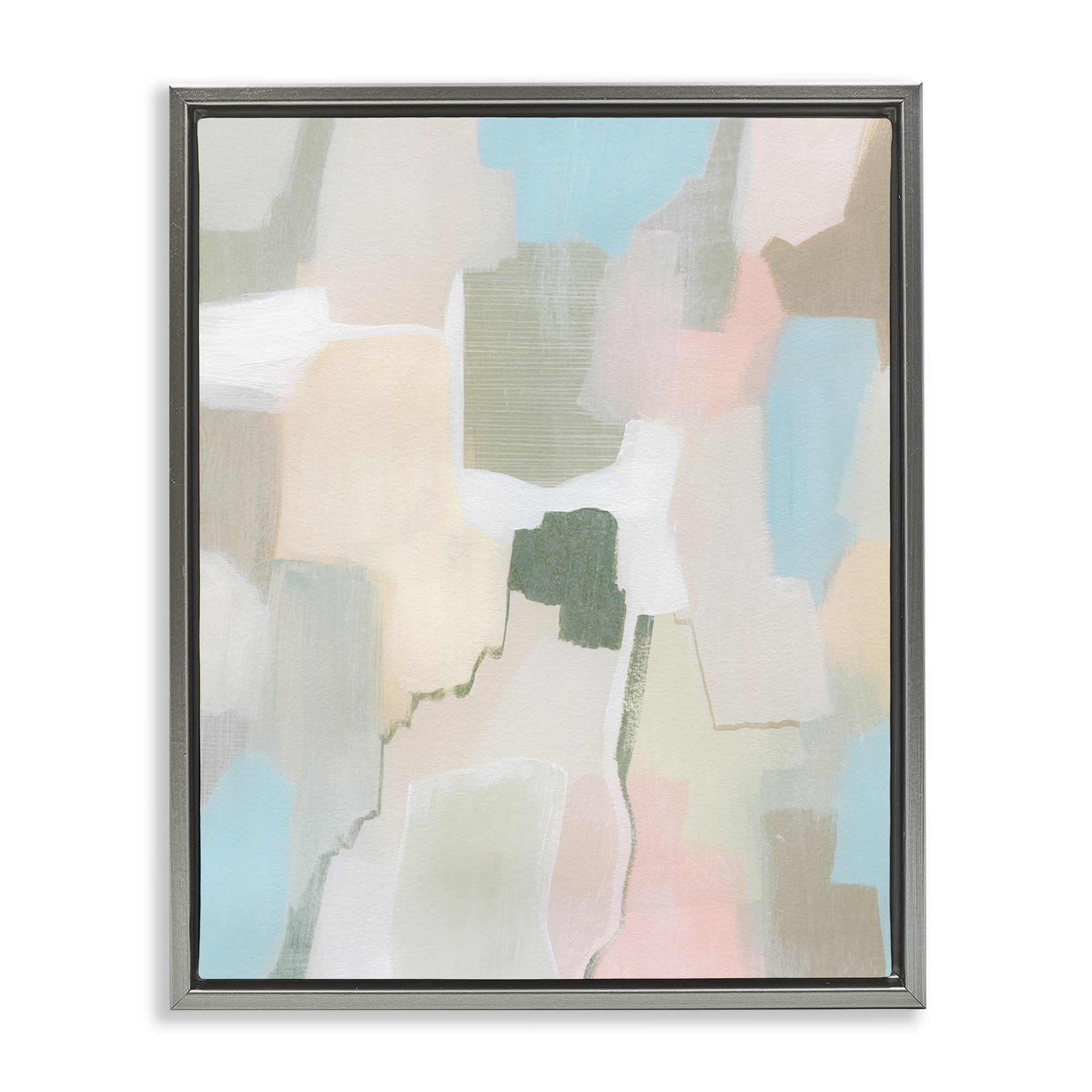 Stupell Industries Soft Abstract Expression Abstract Painting Gray Floater Framed Canvas Art Print Wall Art, 17 x 21
