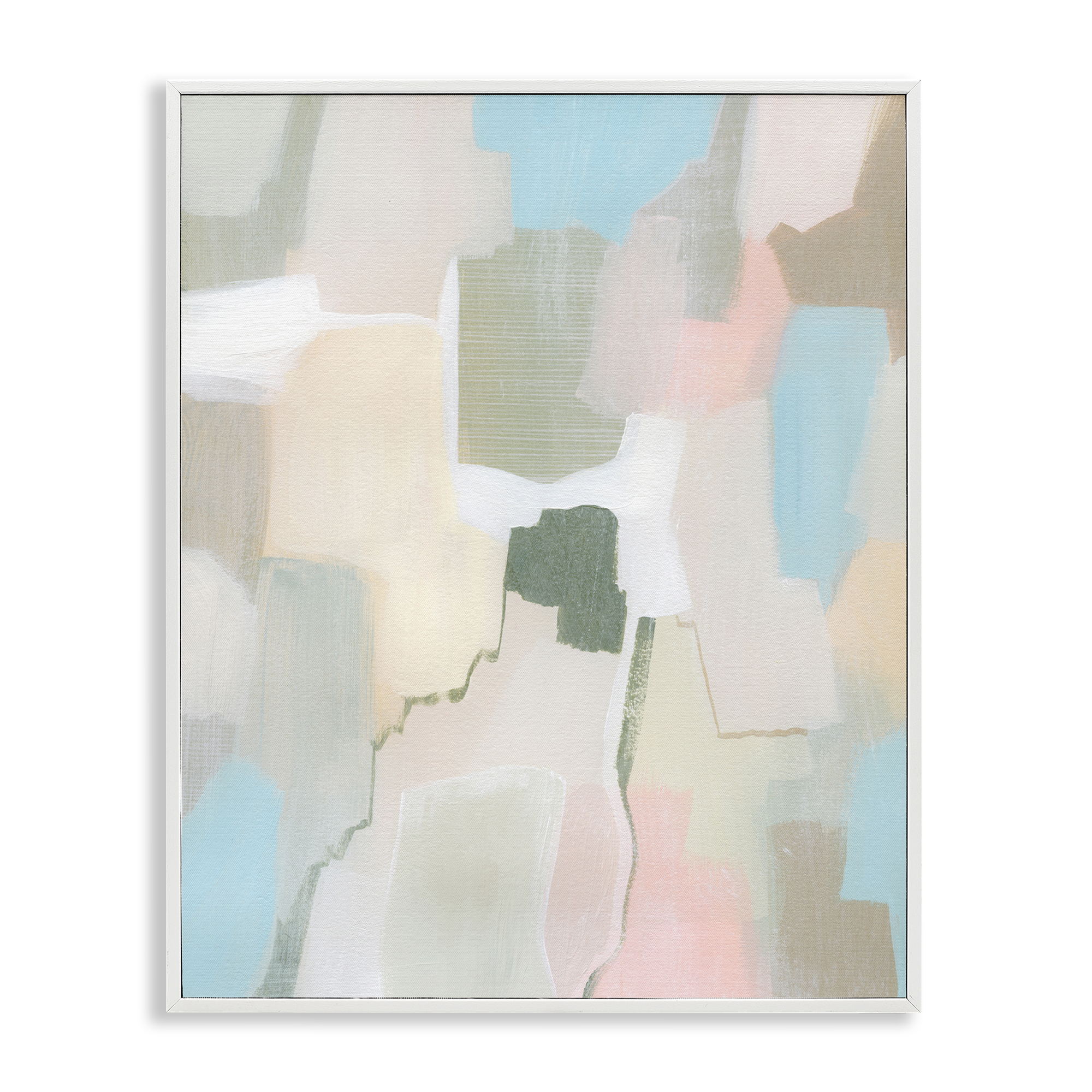 Stupell Industries Soft Abstract Expression Abstract Painting White Framed Art Print Wall Art, 11 x 14