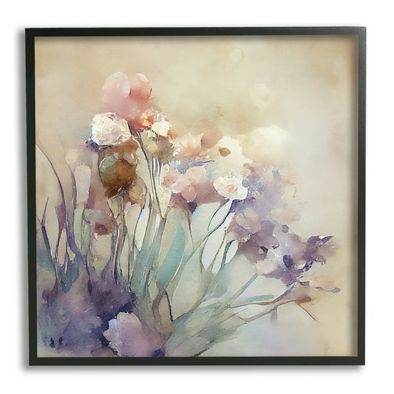 Stupell Industries Soft Abstract Flowers Botanical & Floral Painting Black Framed Art Print Wall Art, 17 x 17