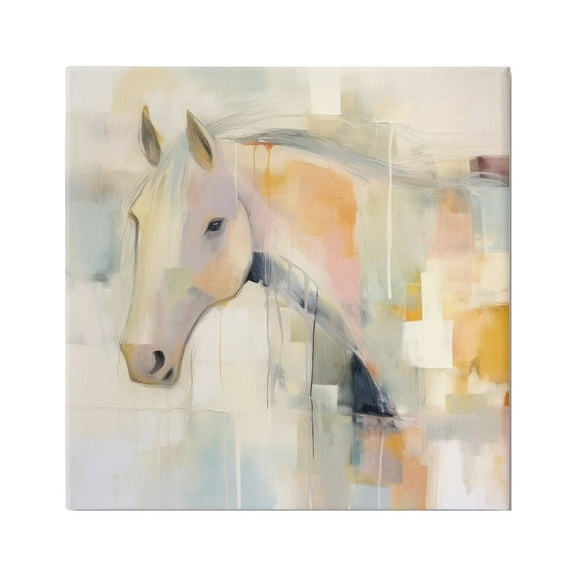 Stupell Industries Soft Abstract Horse Animals & Insects Painting Gallery Wrapped Canvas Art Print Wall Art, 17 x 17