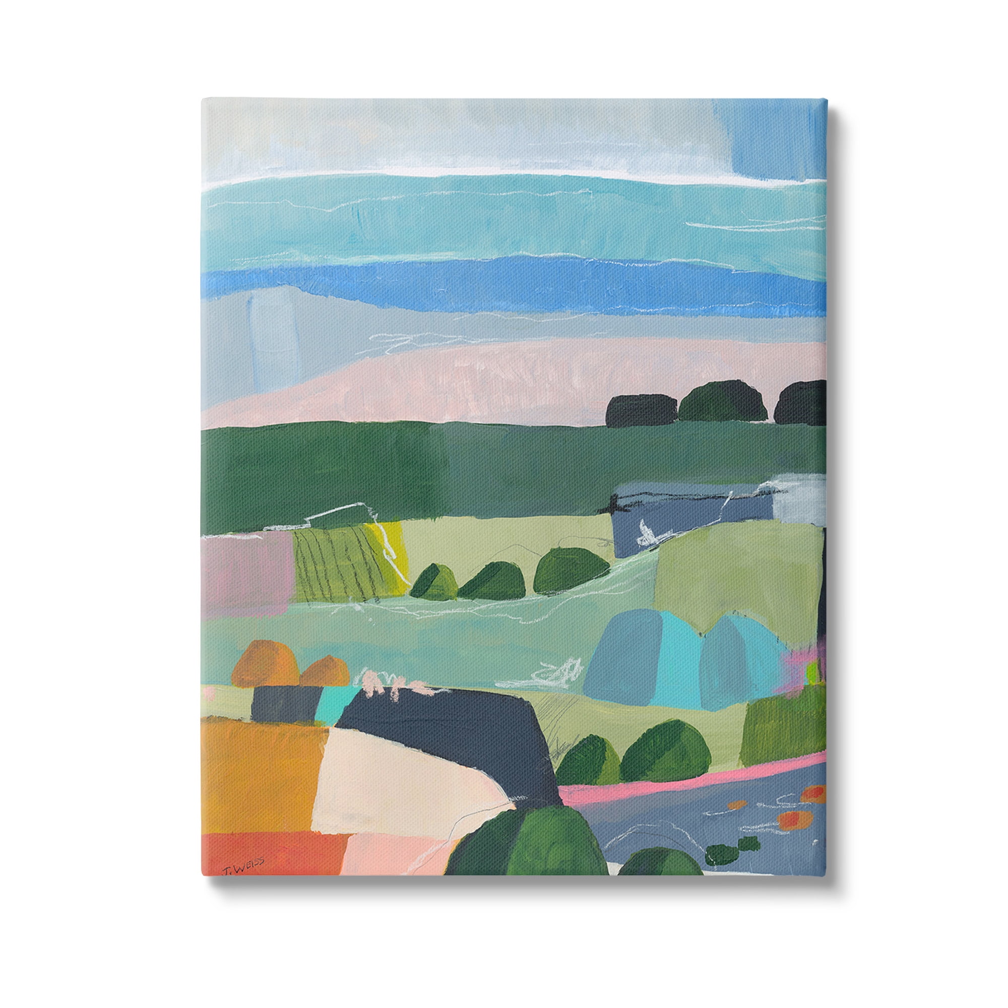 Stupell Industries Soft Abstract Landscape Landscape Painting Gallery Wrapped Canvas Art Print Wall Art, 30 x 40