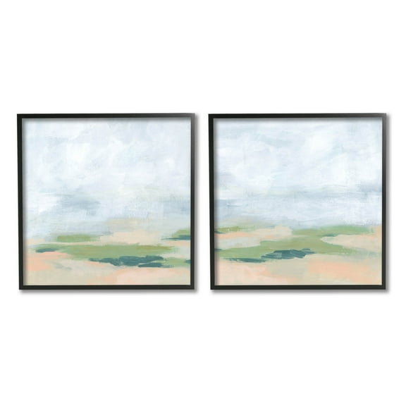 Stupell Industries Soft Abstract Landscape Scene Painting Black Framed Art Print Wall Art, Set of 2, Design by June Erica Vess