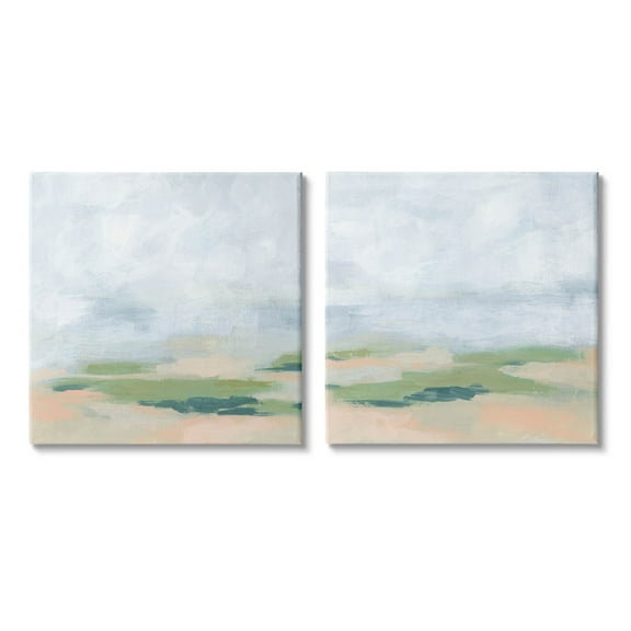 Stupell Industries Soft Abstract Landscape Scene Painting Gallery Wrapped Canvas Print Wall Art, Set of 2, Design by June Erica Vess