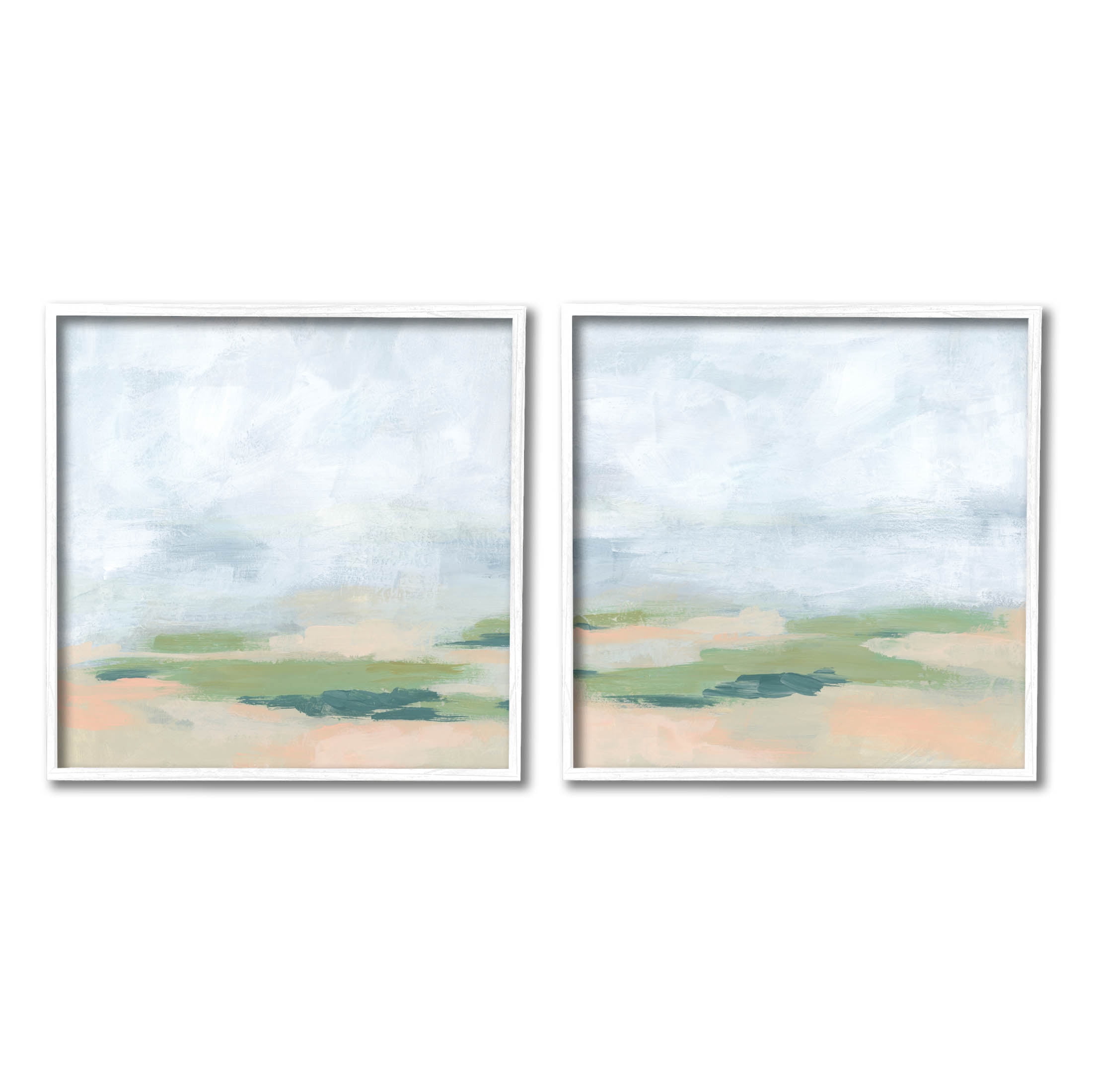 Stupell Industries Soft Abstract Landscape Scene Painting White Framed Art Print Wall Art, Set of 2, Design by June Erica Vess