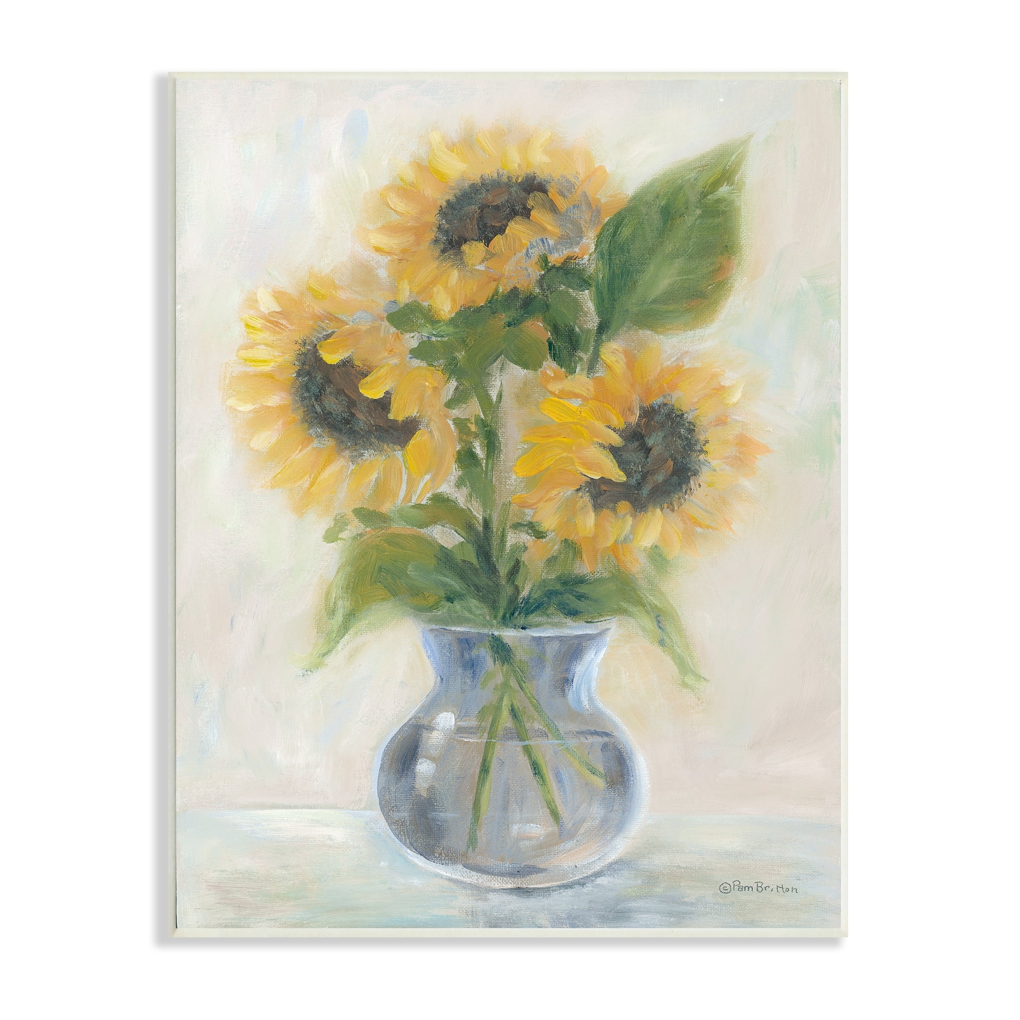 Stupell Industries Soft Abstract Sunflowers Indoor Flowers Still Life Painting, 10 x 15,Design by Pam Britton