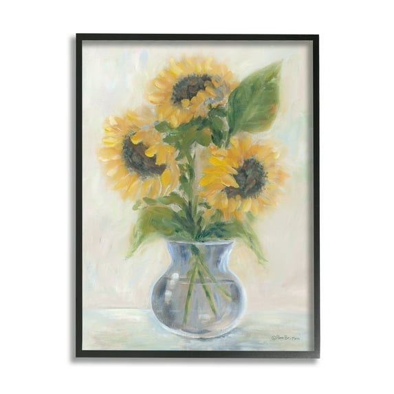 Stupell Industries Soft Abstract Sunflowers Indoor Flowers Still Life Painting Black Framed Art Print Wall Art, 24x30, by Pam Britton