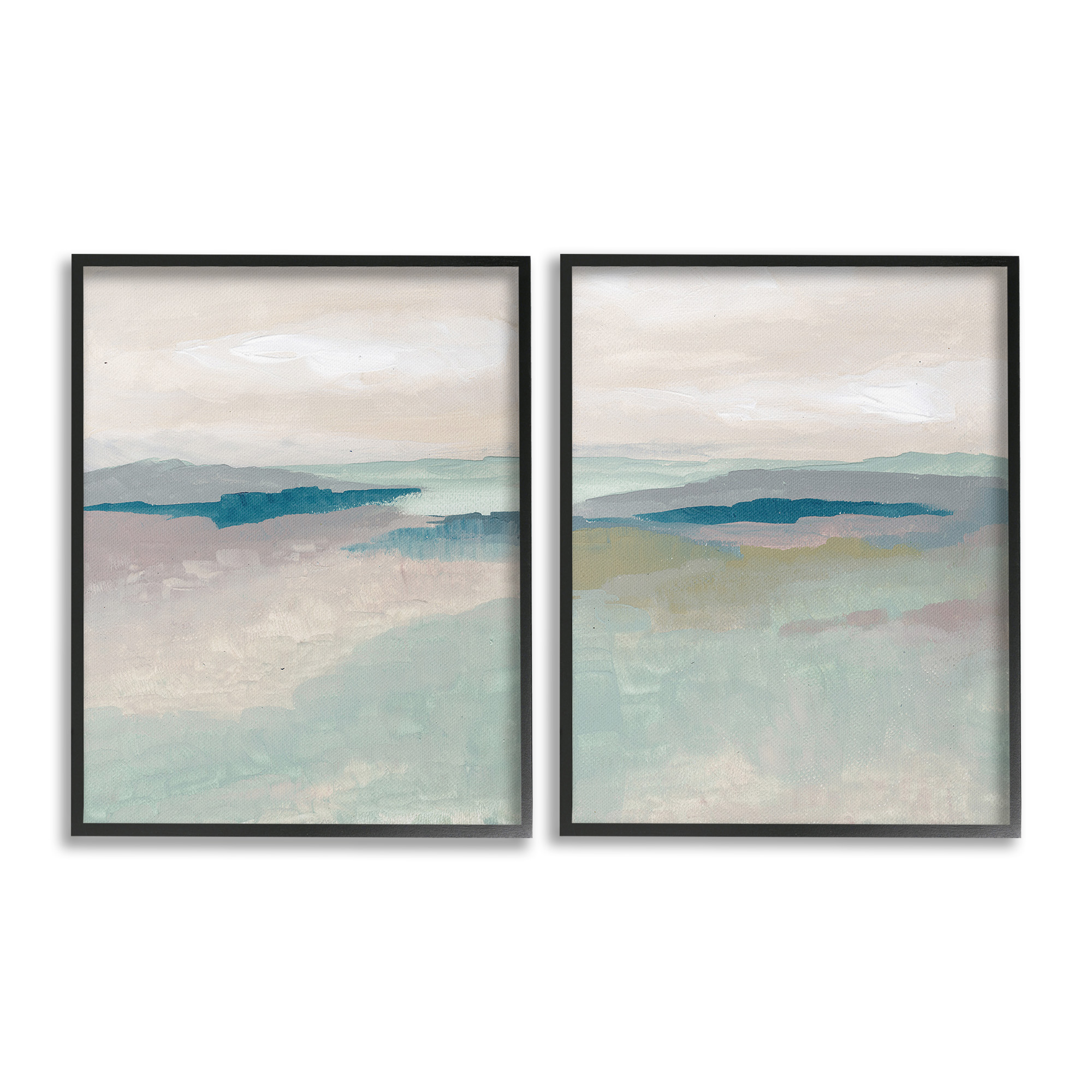Stupell Industries Soft Abstract Terrain Landscape Painting Black Framed Art Print Wall Art, 11 x 14, Set of 2
