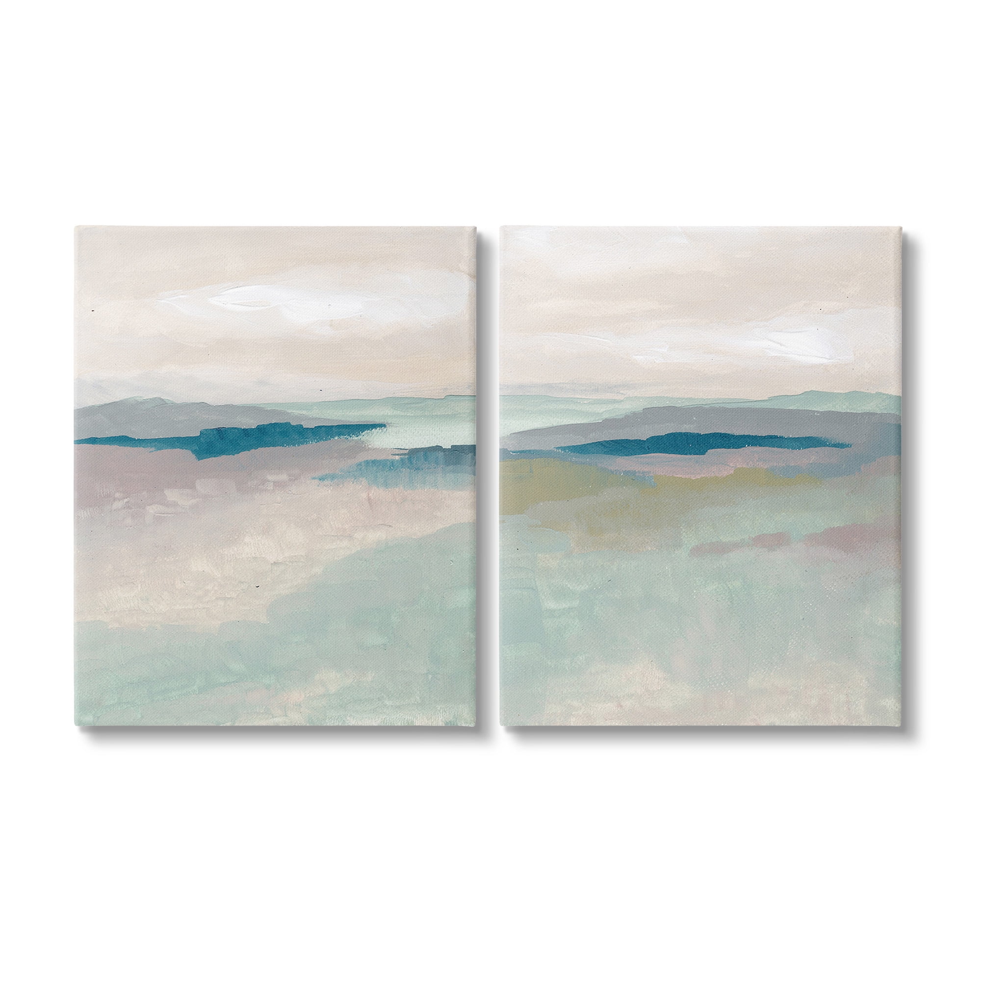 Stupell Industries Soft Abstract Terrain Landscape Painting Gallery Wrapped Canvas Art Print Wall Art, 24 x 30, Set of 2