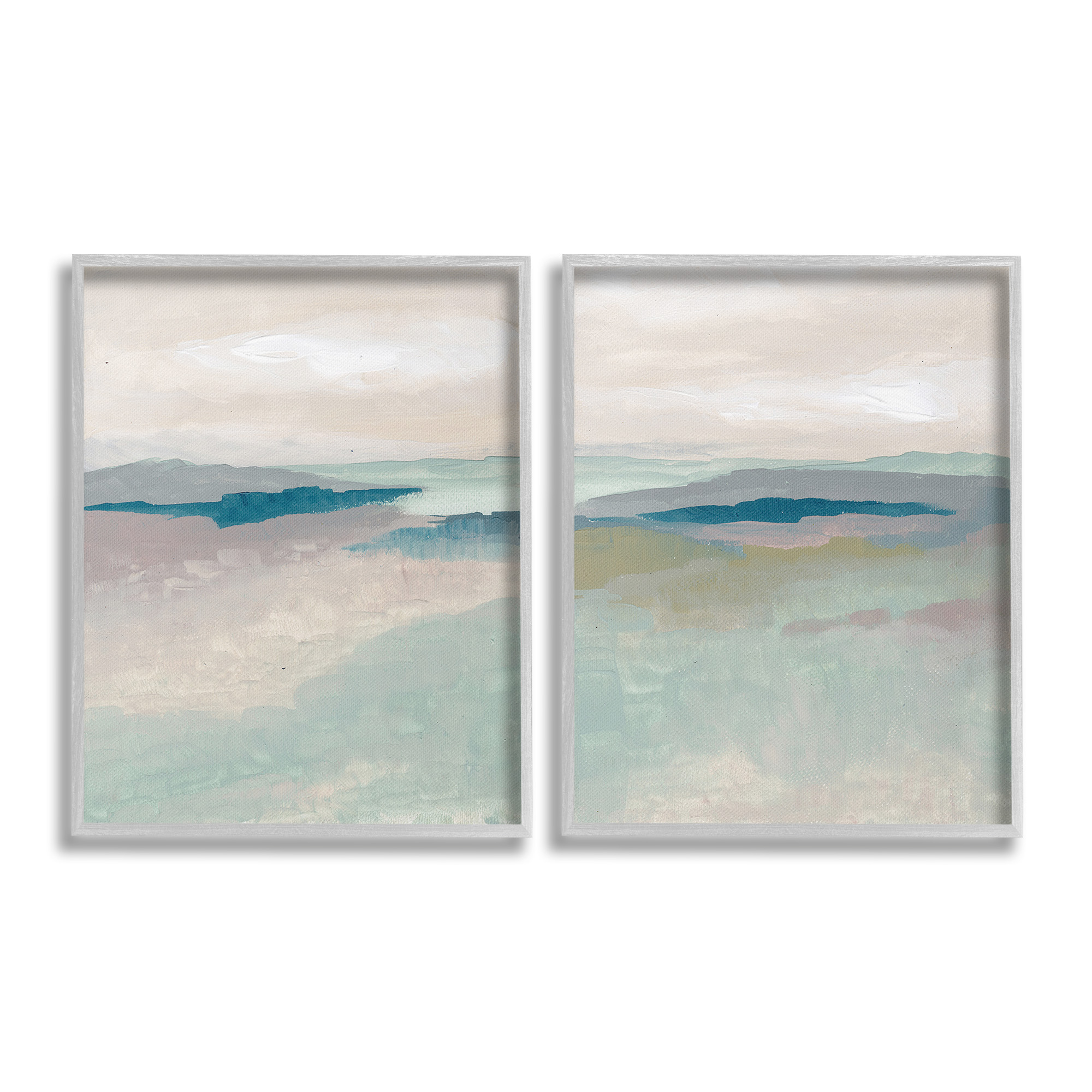Stupell Industries Soft Abstract Terrain Landscape Painting Gray Framed Art Print Wall Art, 11 x 14, Set of 2