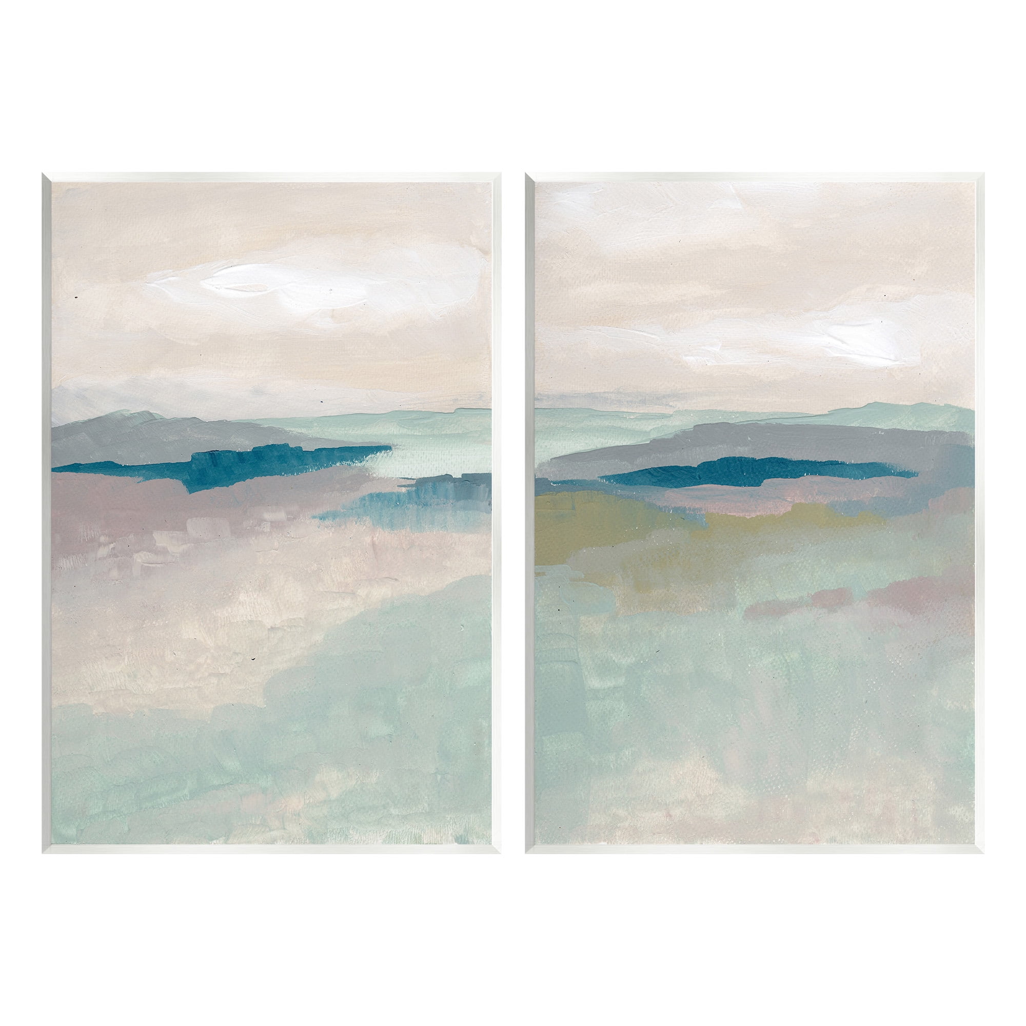 Stupell Industries Soft Abstract Terrain Landscape Painting Unframed Art Print Wall Art, 13 x 19, Set of 2