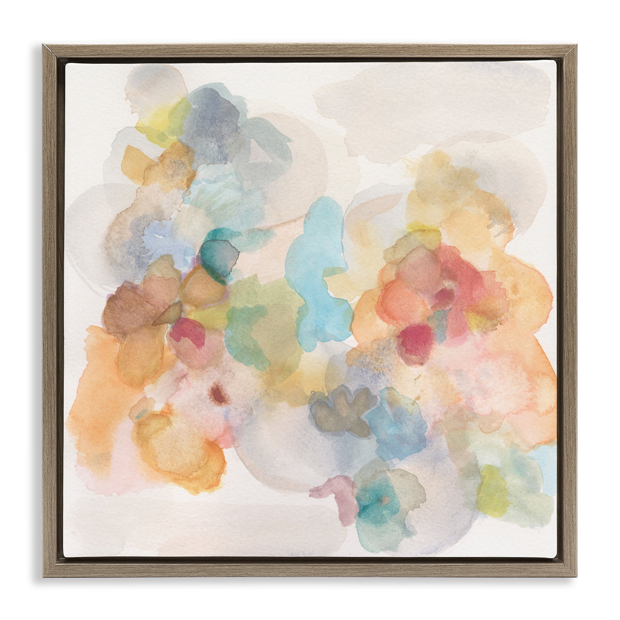 Stupell Industries Soft Abstract Watercolor Splash Abstract Painting Brown Floater Framed Canvas Art Print Wall Art, 18 x 18