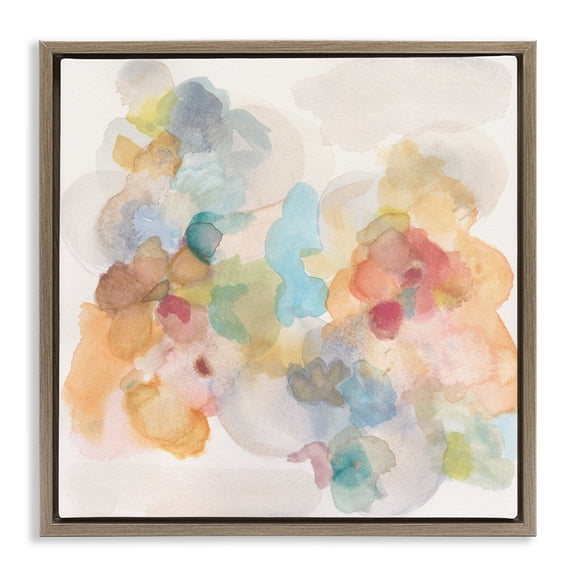 Stupell Industries Soft Abstract Watercolor Splash Abstract Painting Brown Floater Framed Canvas Art Print Wall Art, 25 x 25