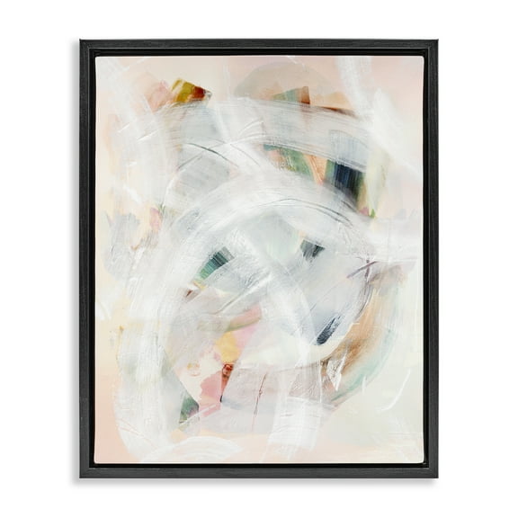 Stupell Industries Soft Abstraction with Curved Lines Abstract Painting Black Floater Framed Canvas Art Print Wall Art, 25 x 31