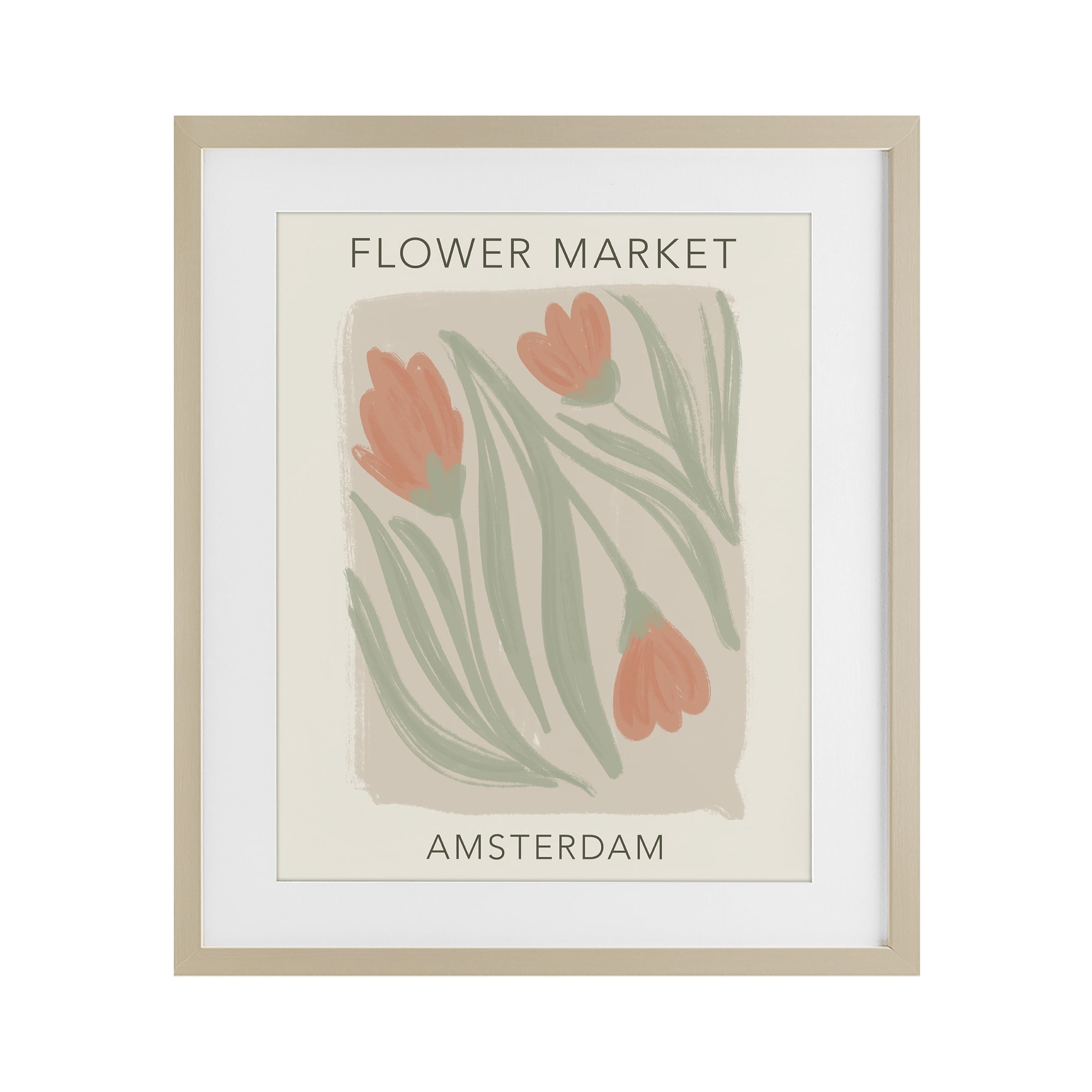 Stupell Industries Soft Amsterdam Flower Market Birch Framed Print Under Glass, design by Lucille Price