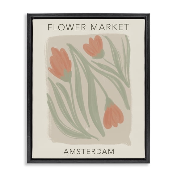 Stupell Industries Eclectic Soft Amsterdam Flower Market Black Floating Frame Canvas Art, 17 x 21, by Lucille Price