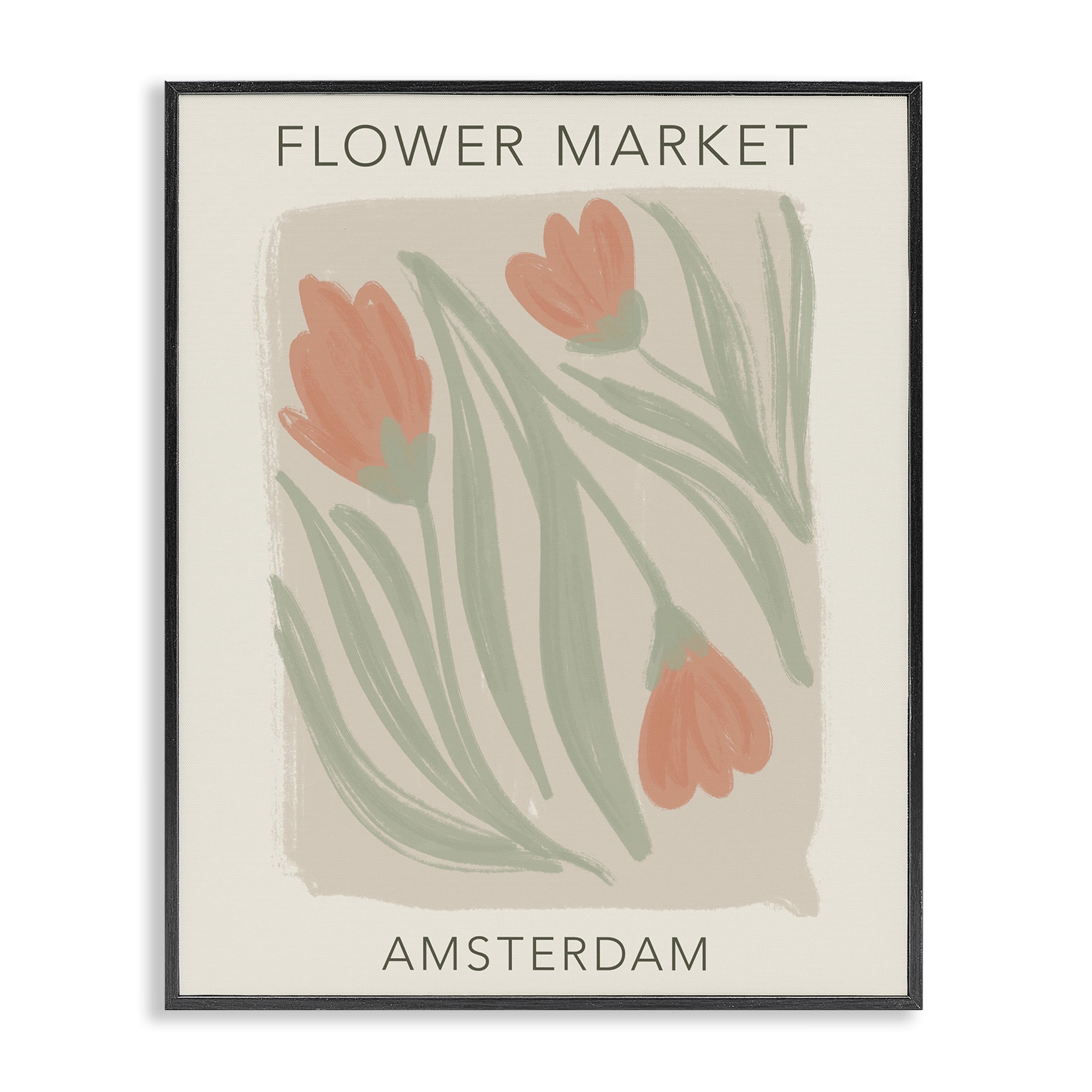 Stupell Industries Soft Amsterdam Flower Market Black Framed Giclee Art, design by Lucille Price