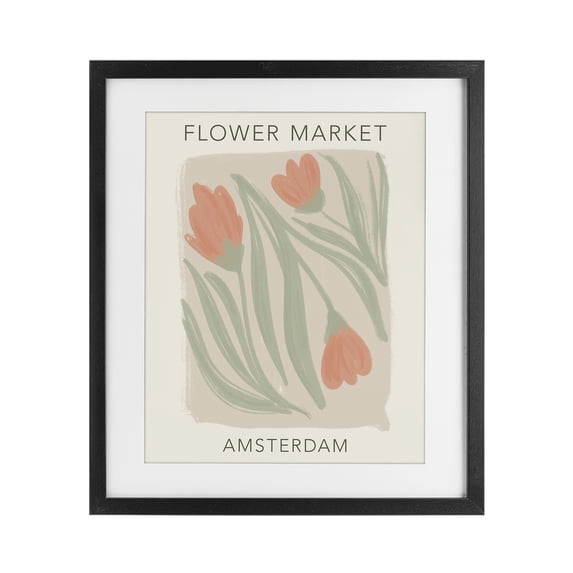Stupell Industries Eclectic Soft Amsterdam Flower Market Black Framed Print Under Glass, 13 x 16, by Lucille Price