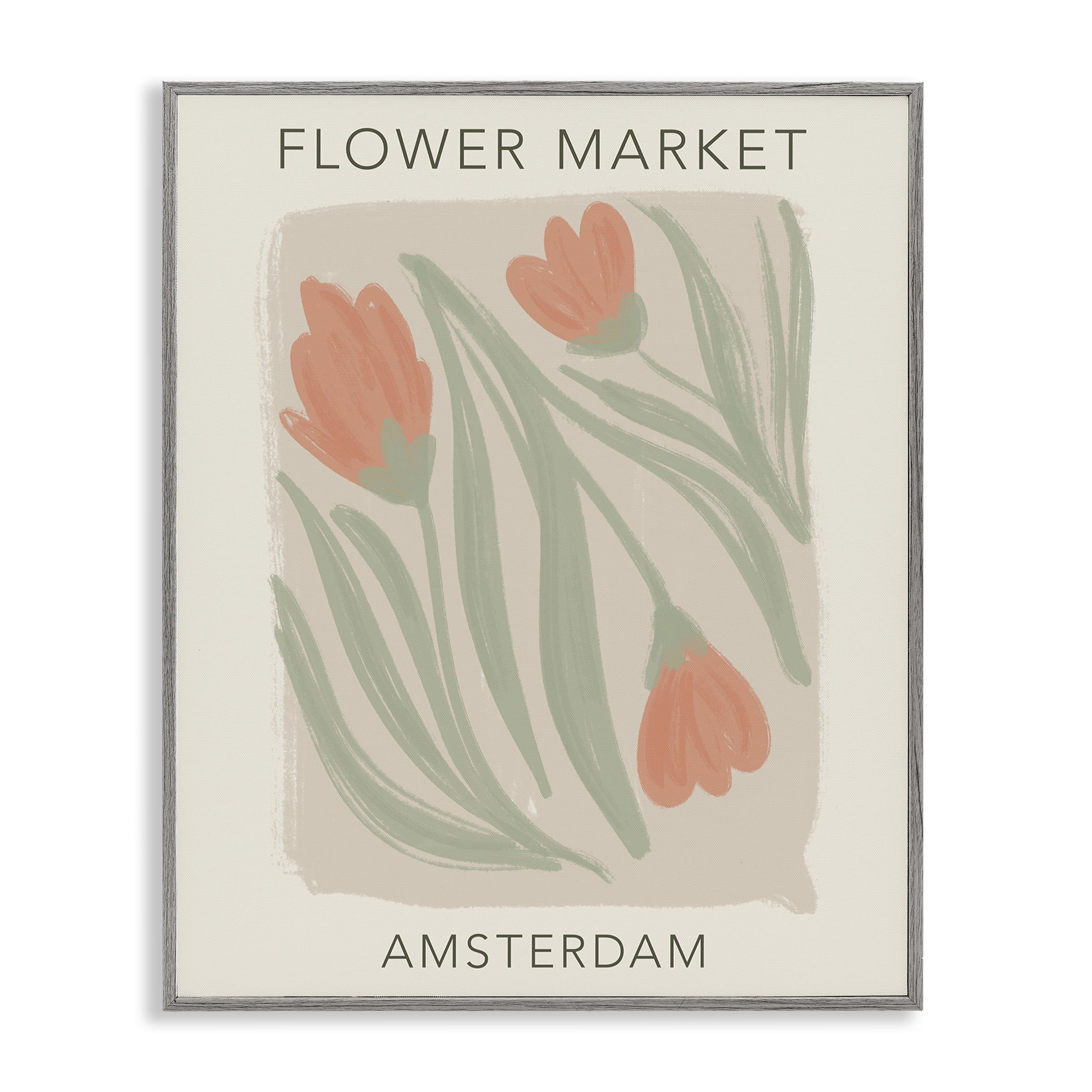 Stupell Industries Soft Amsterdam Flower Market Gray Framed Giclee Art, design by Lucille Price