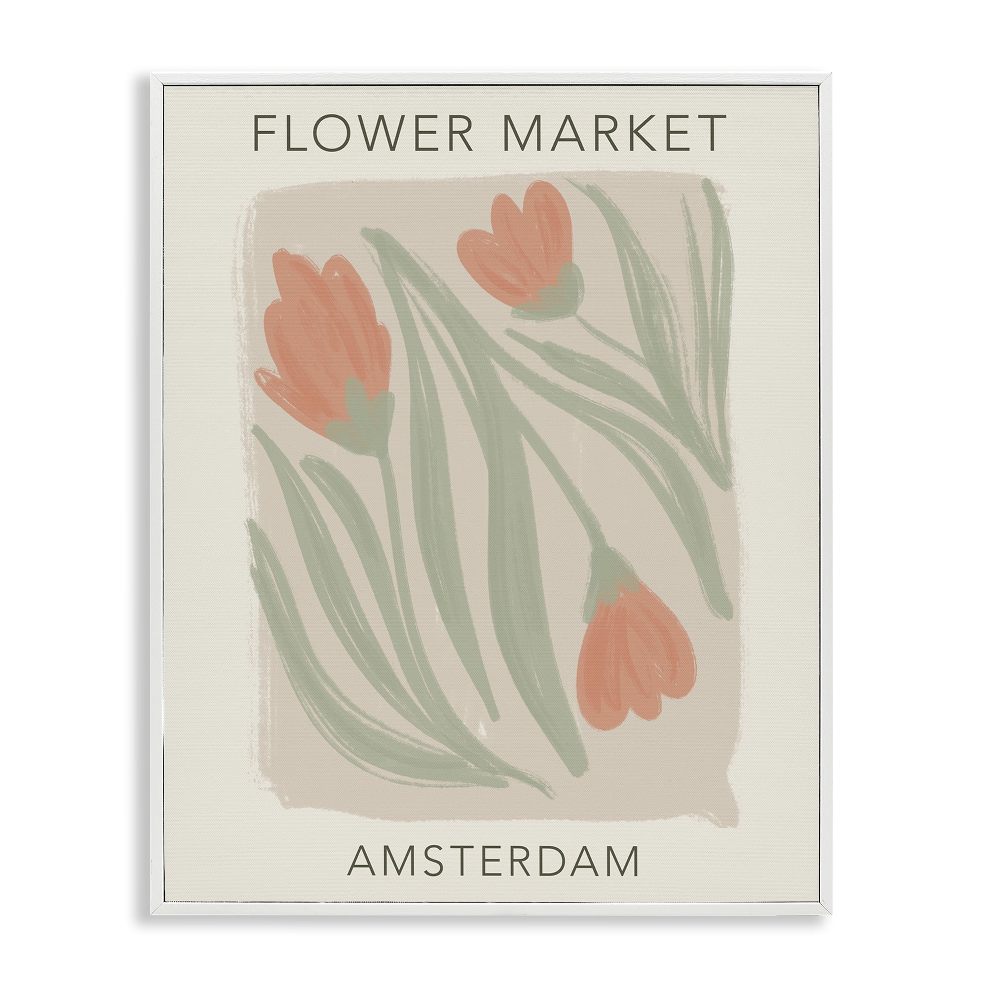 Stupell Industries Soft Amsterdam Flower Market White Framed Giclee Art, design by Lucille Price