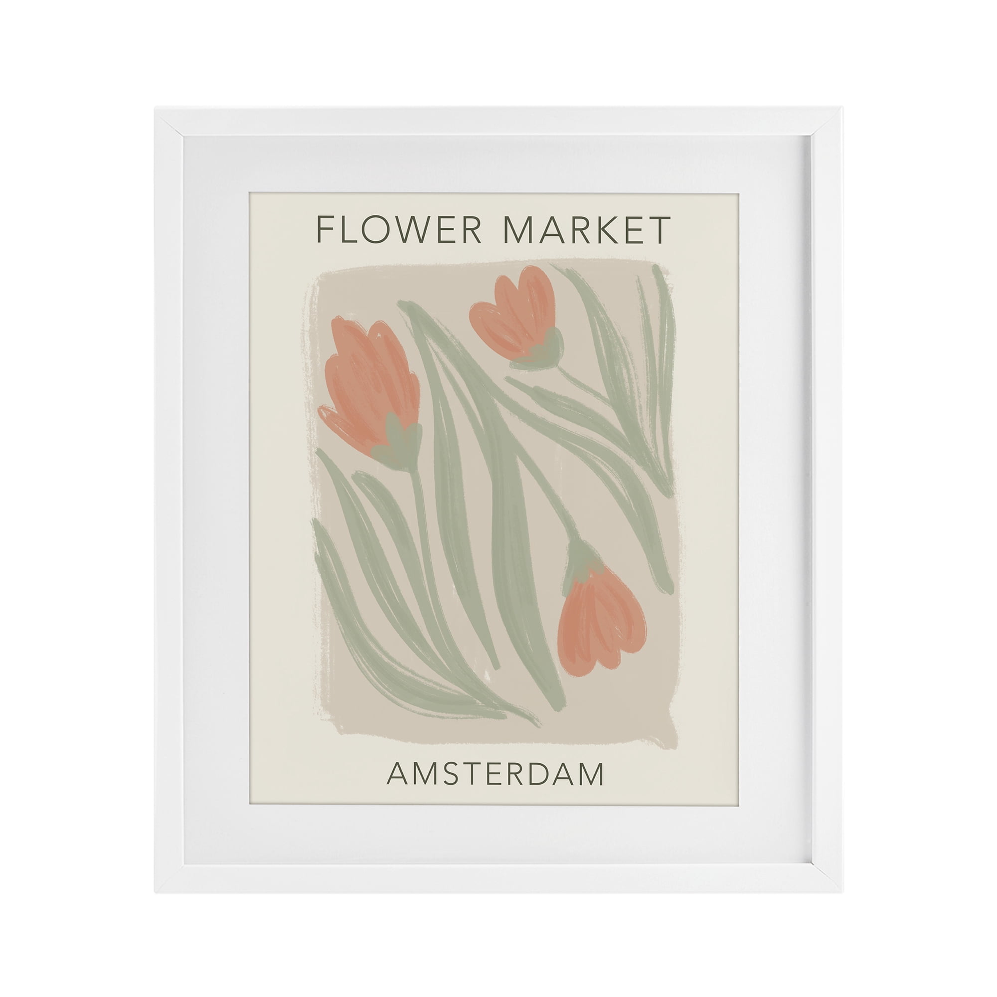 Stupell Industries Soft Amsterdam Flower Market White Framed Print Under Glass, design by Lucille Price