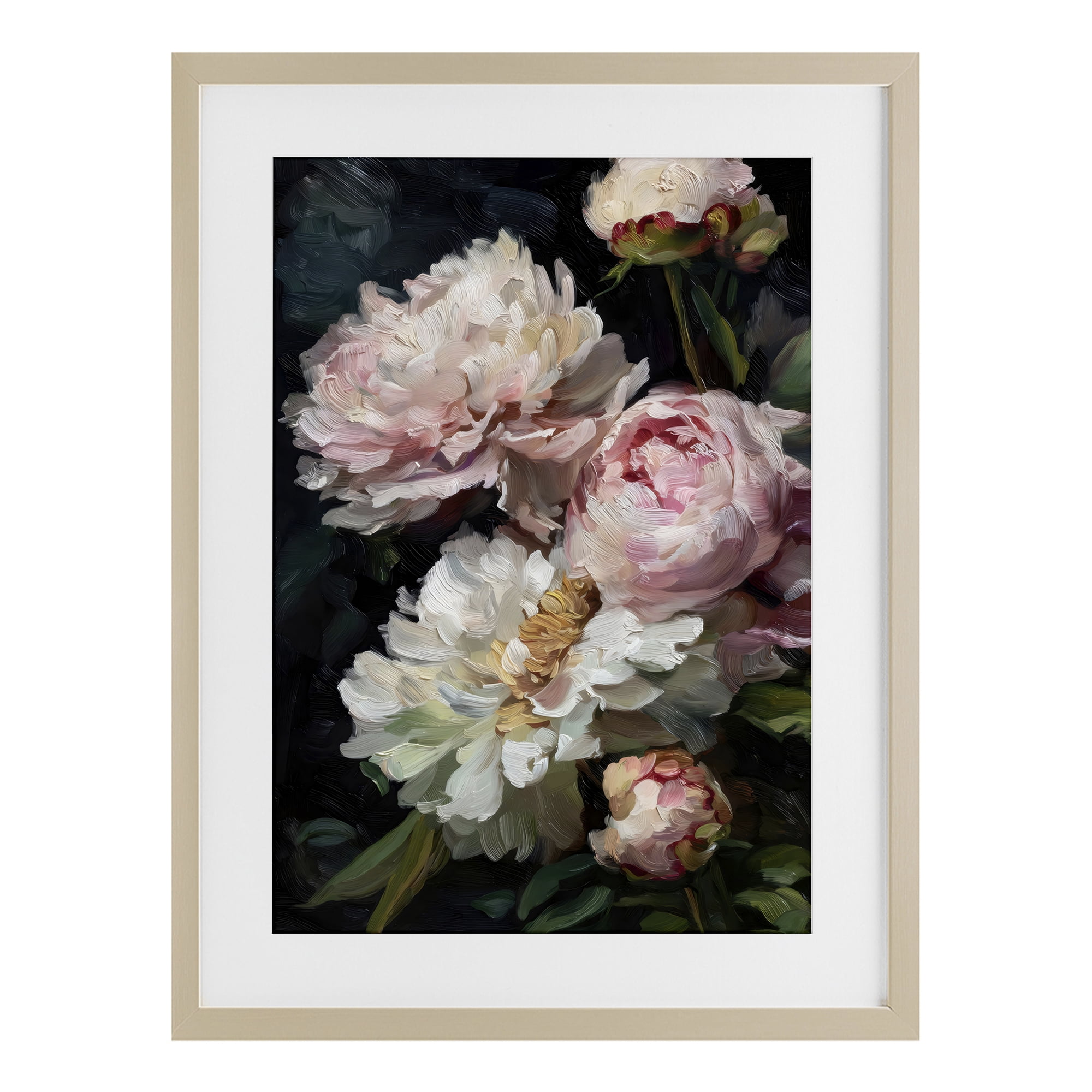 Stupell Industries Soft And Moody Peonies Birch Framed Print Under Glass, design by Petal Prints Design