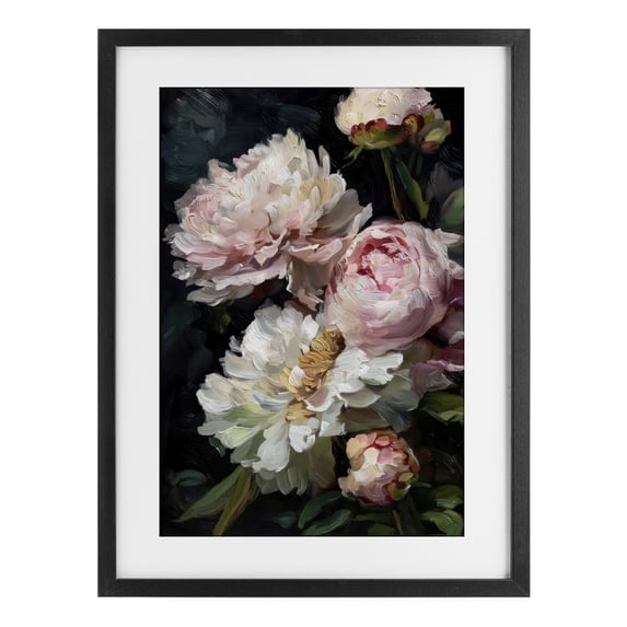 Stupell Industries Victorian Soft And Moody Peonies Black Framed Print Under Glass, 14 x 20, by Petals Prints Design