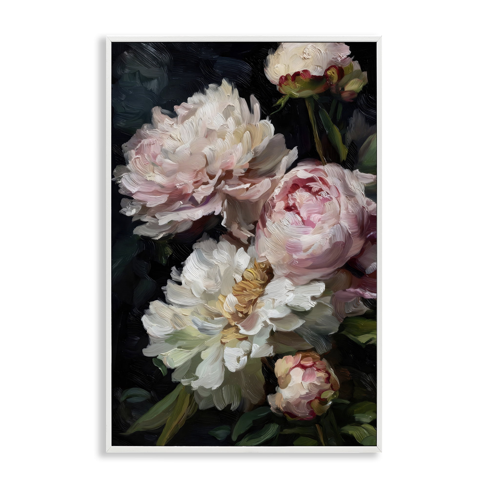 Stupell Industries Soft And Moody Peonies White Framed Giclee Art, design by Petal Prints Design