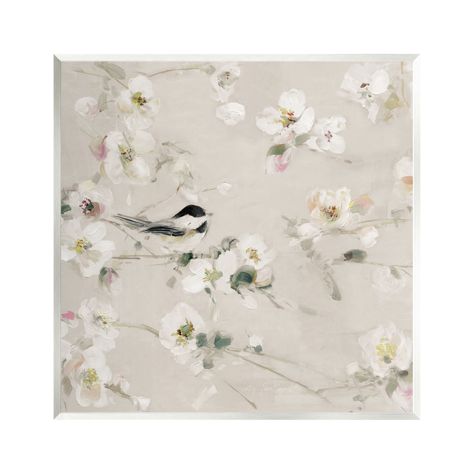Stupell Industries Soft Apple Blossom Bird Animals & Insects Painting Unframed Art Print Wall Art, 12 x 12