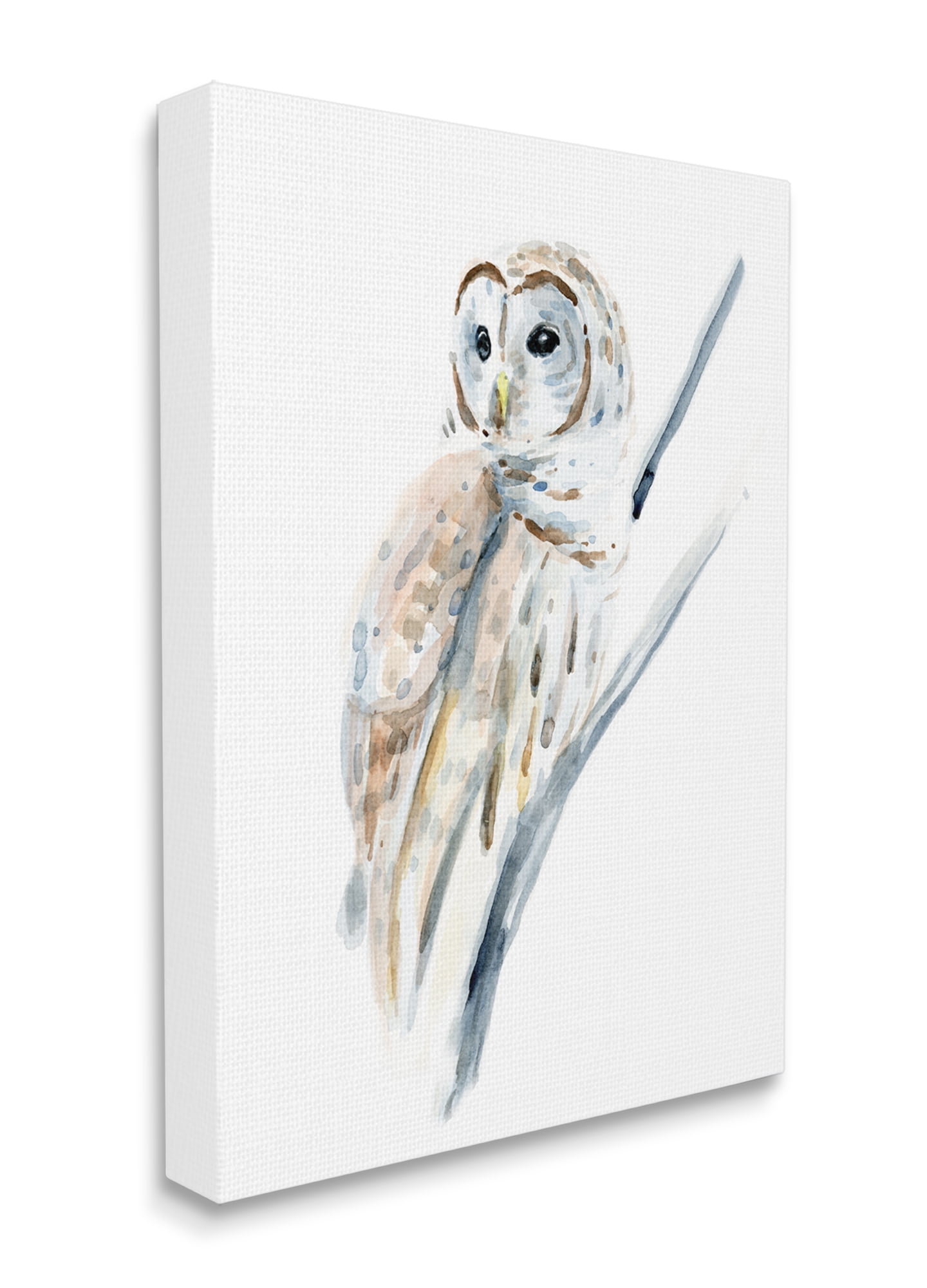 Stupell Industries Soft Arctic Owl Perched on Minimal Branch Canvas Wall Art 36 x 48