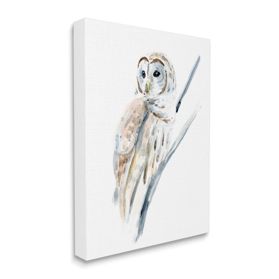 Stupell Industries Soft Arctic Owl Perched on Minimal Branch Canvas Wall Art 36 x 48