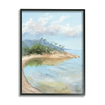 Stupell Industries Soft Beach Painting Landscape Painting Black Framed Art Print Wall Art, 11 x 14