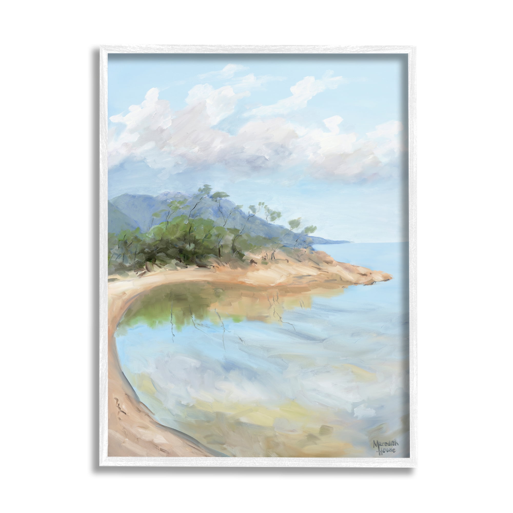 Stupell Industries Soft Beach Painting Landscape Painting White Framed Art Print Wall Art, 24 x 30