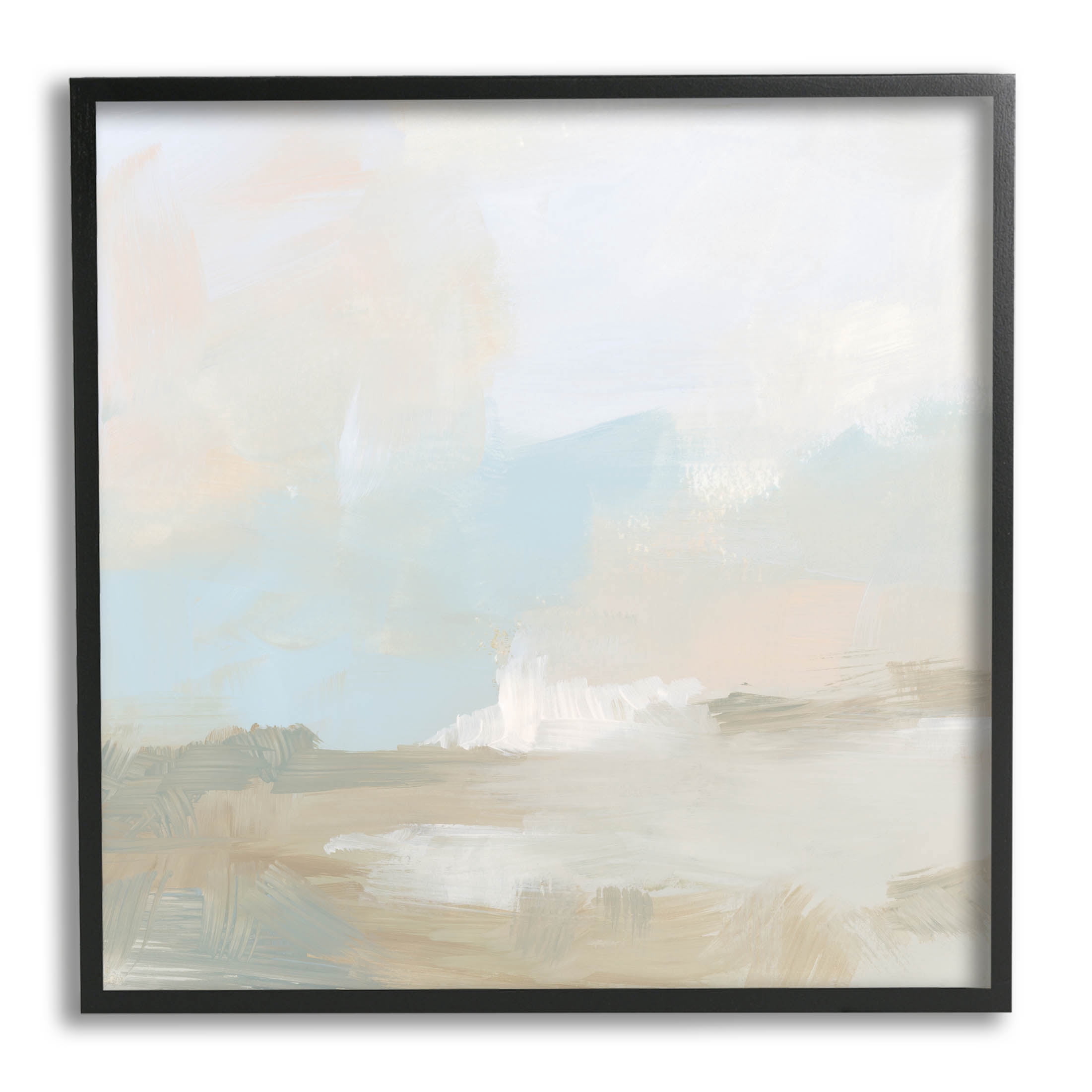 Stupell Industries Soft Beige Abstract Scene Painting Black Framed Art Print Wall Art, Design by June Erica Vess