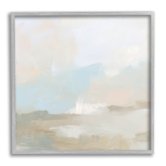 Stupell Industries Soft Beige Abstract Scene Painting Gray Framed Art Print Wall Art, Design by June Erica Vess
