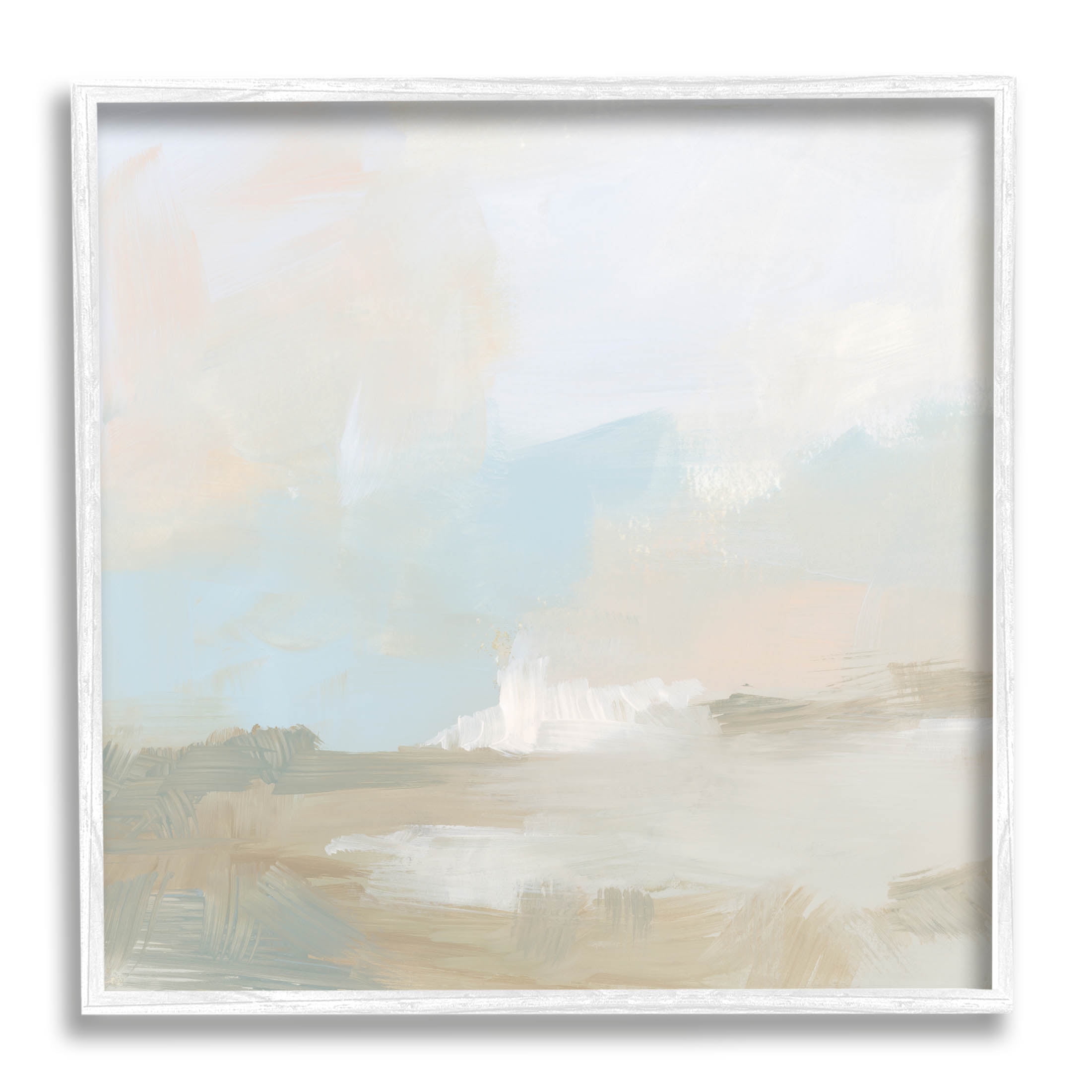 Stupell Industries Soft Beige Abstract Scene Painting White Framed Art Print Wall Art, Design by June Erica Vess