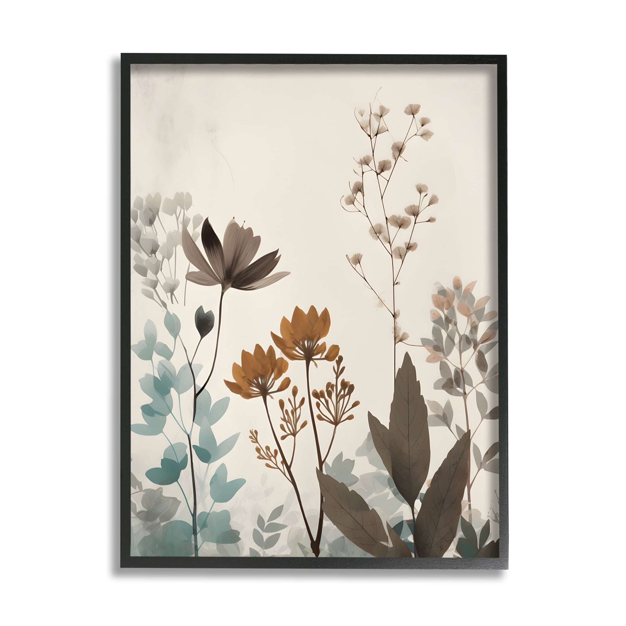 Stupell Industries Soft Beige Botanicals Botanical & Floral Painting Black Framed Art Print Wall Art, 11 x 14