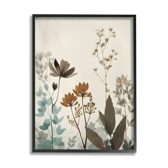 Stupell Industries Soft Beige Botanicals Botanical & Floral Painting Black Framed Art Print Wall Art, 24 x 30