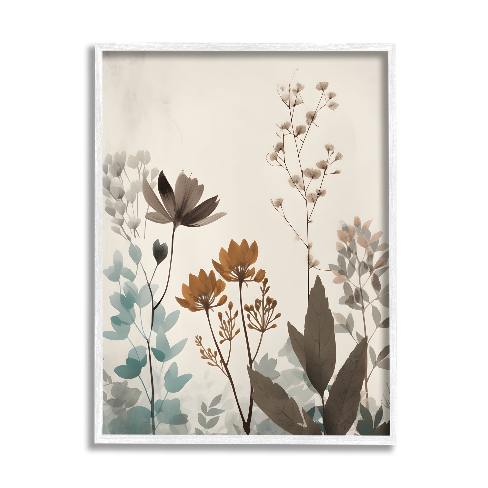 Stupell Industries Soft Beige Botanicals Botanical & Floral Painting White Framed Art Print Wall Art, 16 x 20