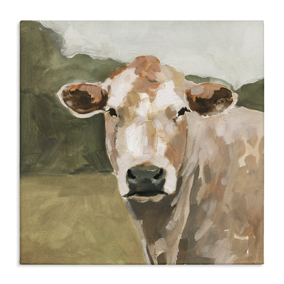 Stupell Industries Soft Beige Cattle Gazing Animals Painting Wrapped Canvas Canvas Art Print Wall Art, 30 x 30