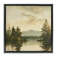 Stupell Industries Soft Beige Mountain Scenery Landscape Painting Black