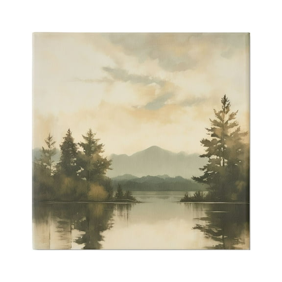 Stupell Industries Soft Beige Mountain Scenery Landscape Painting Gallery Wrapped Canvas Art Print Wall Art, 24 x 24