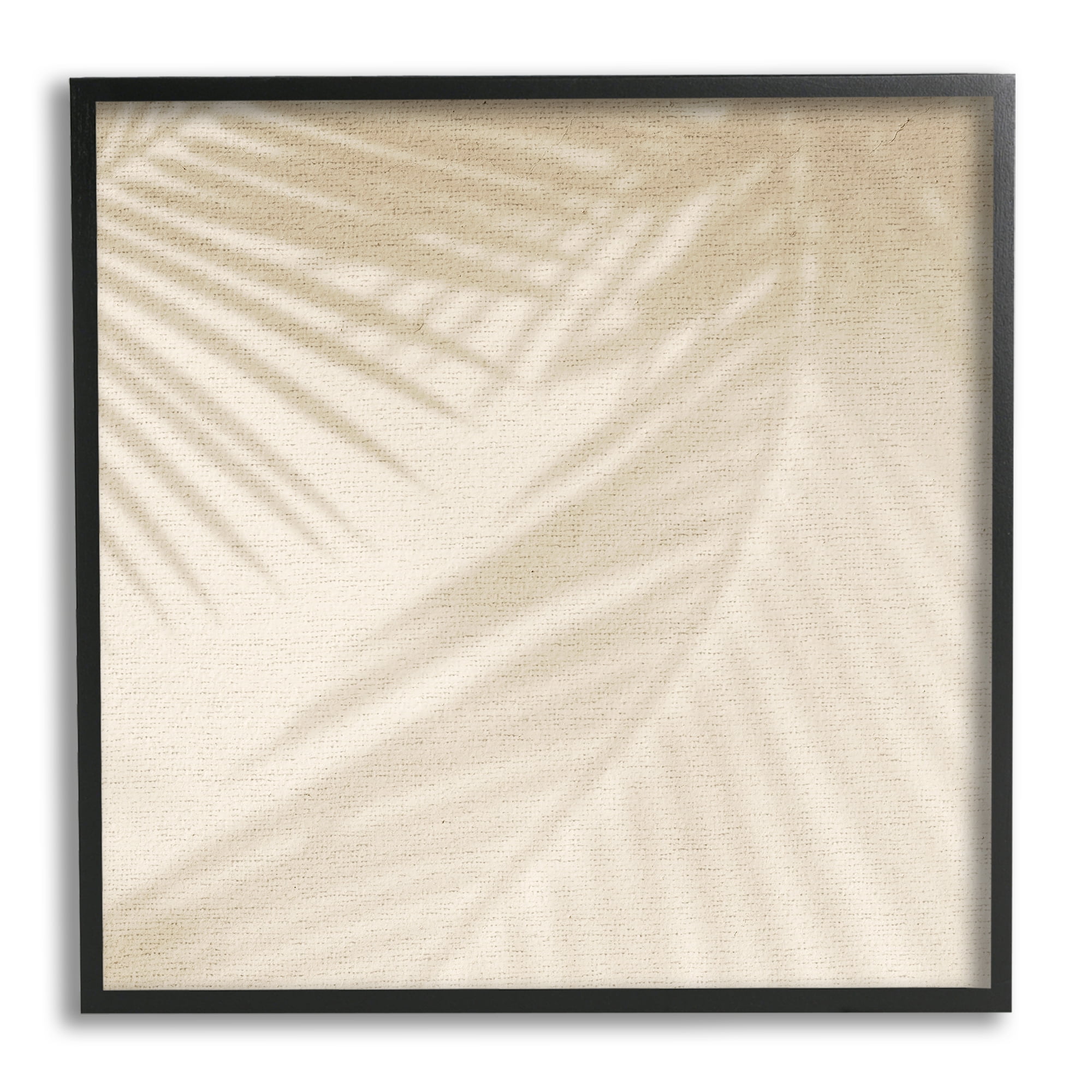 Stupell Industries Soft Beige Neutral Palm Leaves Botanical & Floral Painting Black Framed Art Print Wall Art
