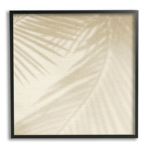 Stupell Industries Soft Beige Neutral Palm Leaves Botanical & Floral Painting Black Framed Art Print Wall Art