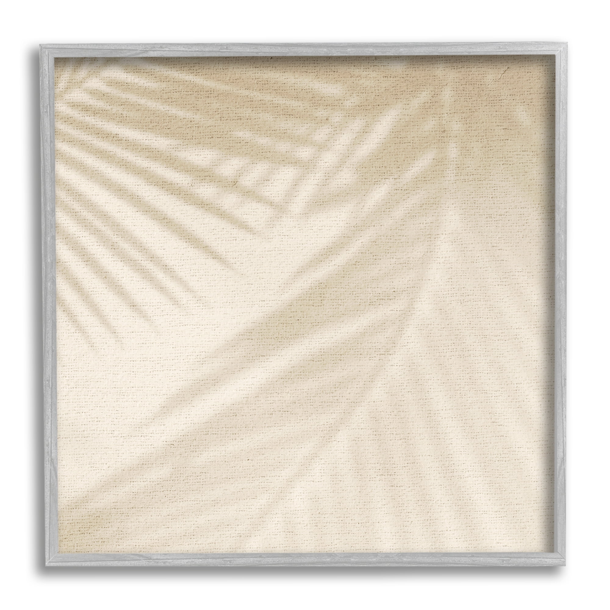 Stupell Industries Soft Beige Neutral Palm Leaves Botanical & Floral Painting Gray Framed Art Print Wall Art