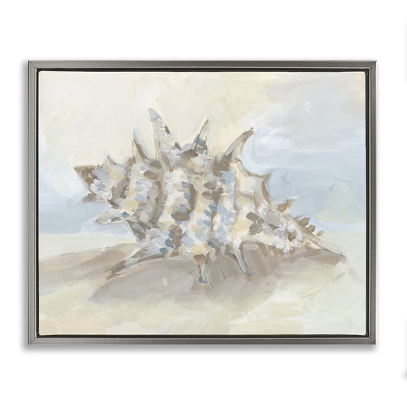 Stupell Industries Soft Blended Spiky Seashell Gray Framed Floater Canvas Wall Art design by JJ Design House LLC, 25 x 31