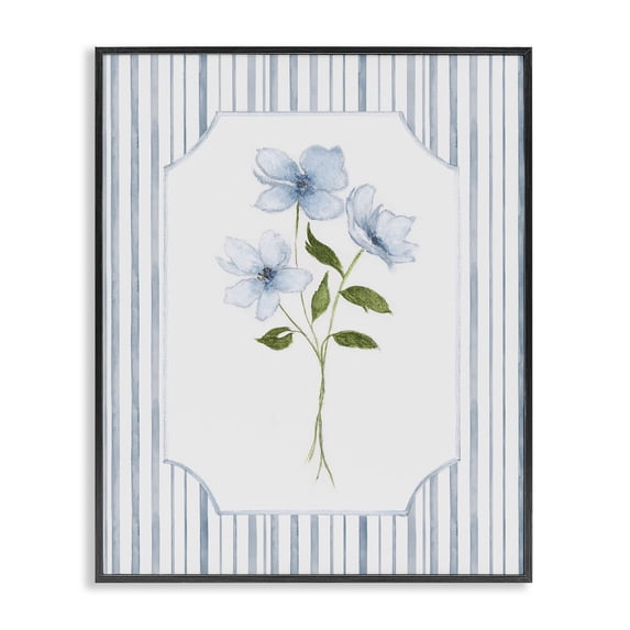 Stupell Industries Cottage Soft Blooms & Stripes Black Framed Giclee Art, 11 x 14, by Tava Studios