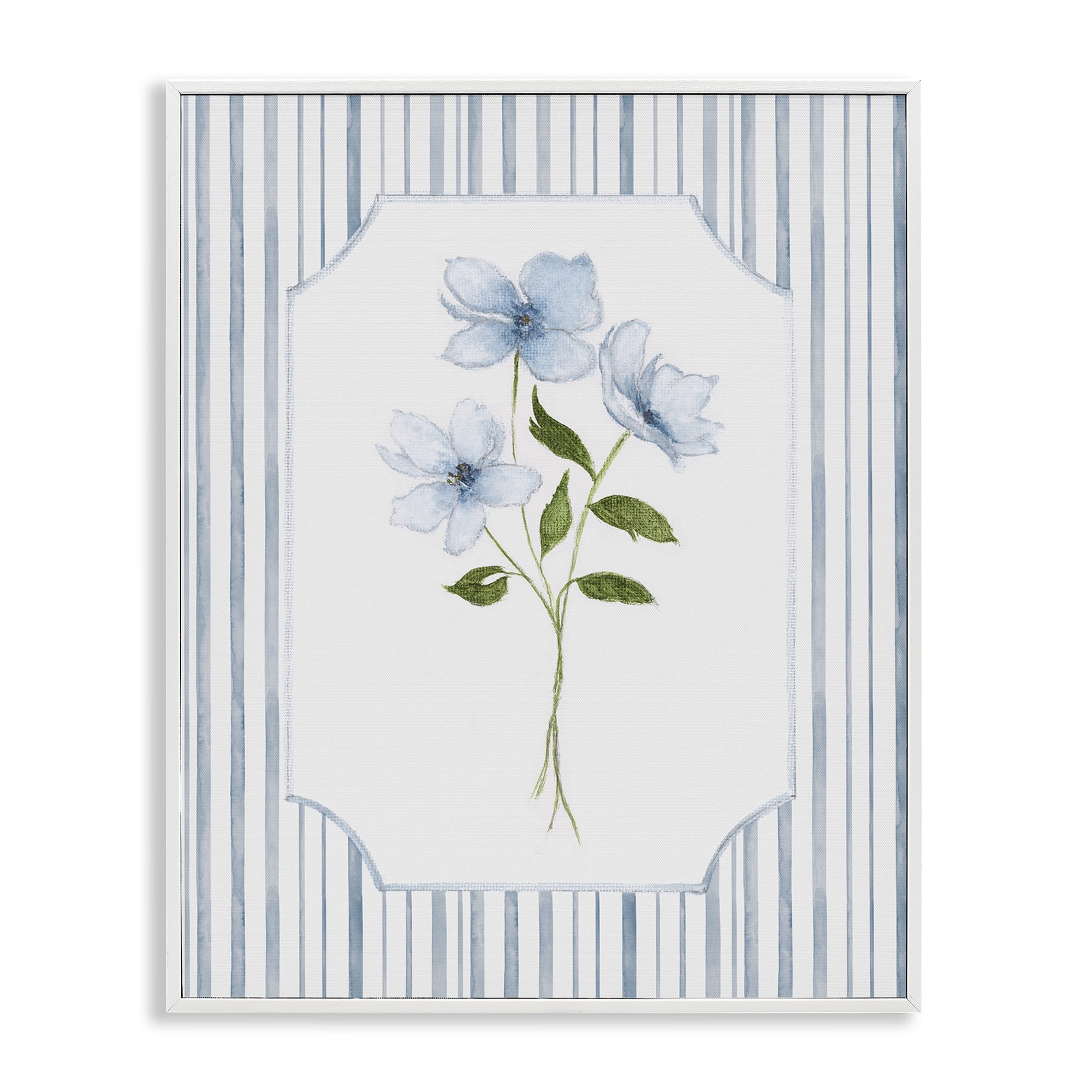 Stupell Industries Soft Blooms & Stripes White Framed Giclee Art, design by Tava Studios