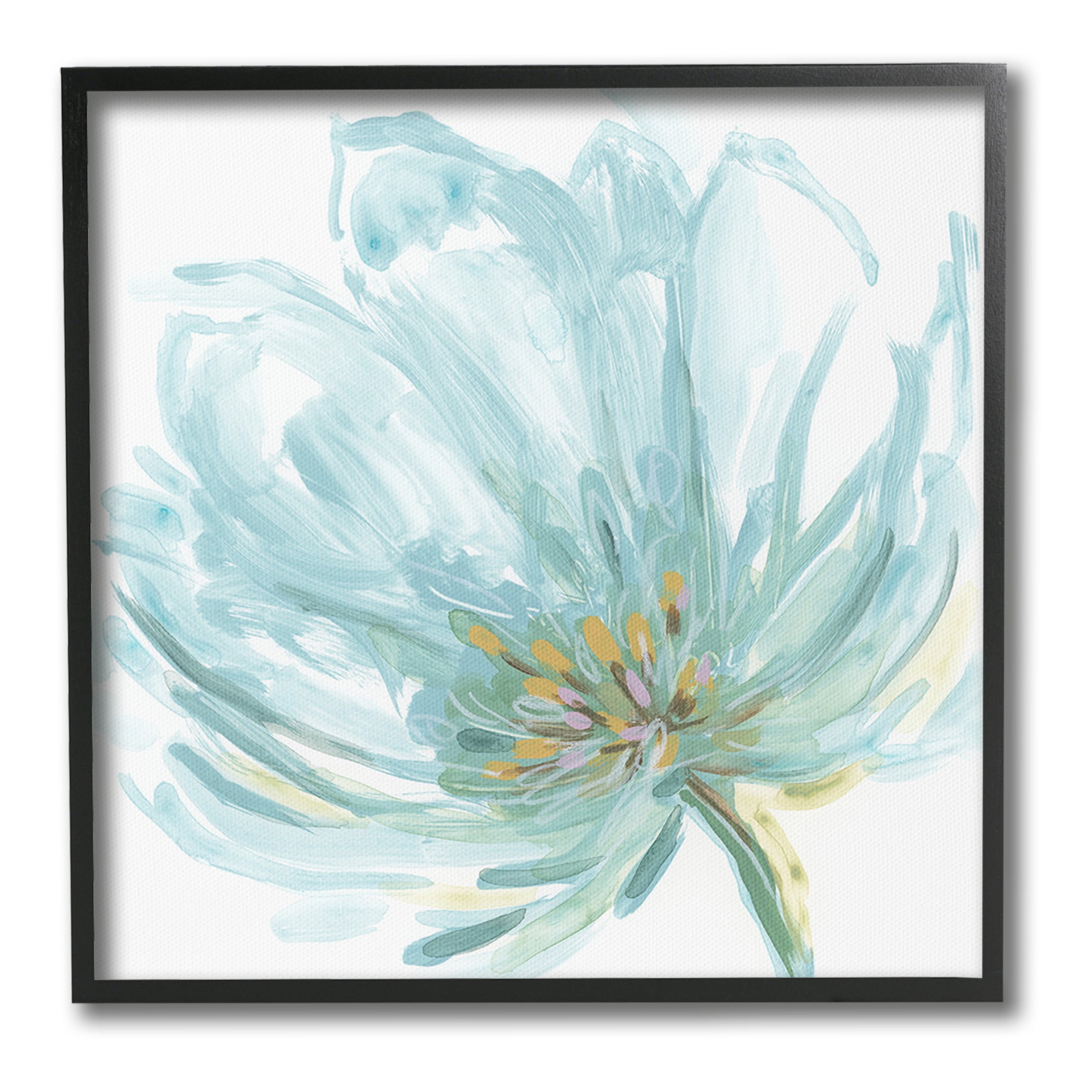 Stupell Industries Soft Blue Abstract Bloom Botanical & Floral Painting Black Framed Art Print Wall Art, 24 x 24