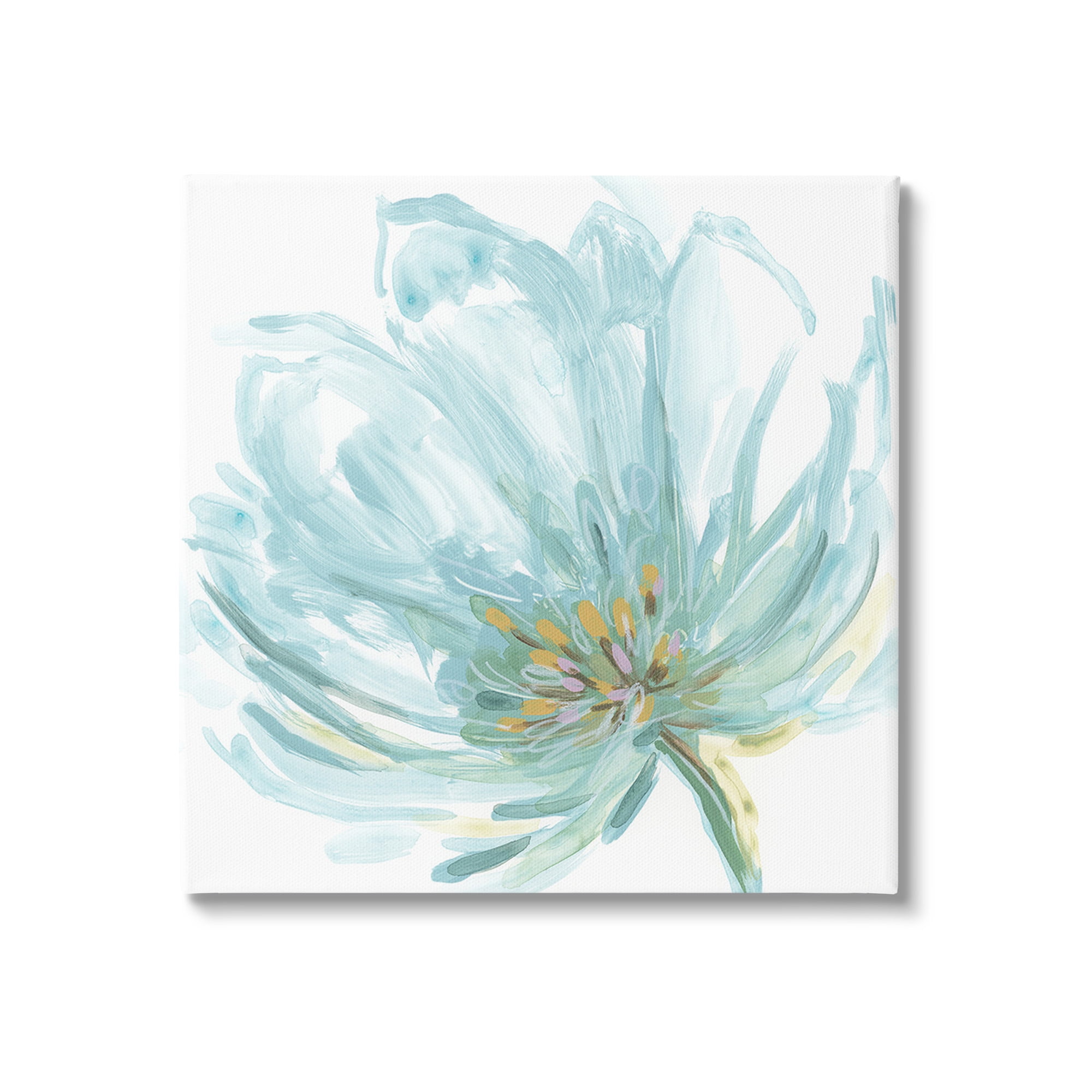 Stupell Industries Soft Blue Abstract Bloom Botanical & Floral Painting Gallery Wrapped Canvas Art Print Wall Art, 36 x 36