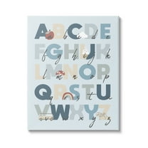 Stupell Industries Soft Blue Alphabet Chart Botanical & Floral Painting Gallery Wrapped Canvas Art Print Wall Art, 16 x 20